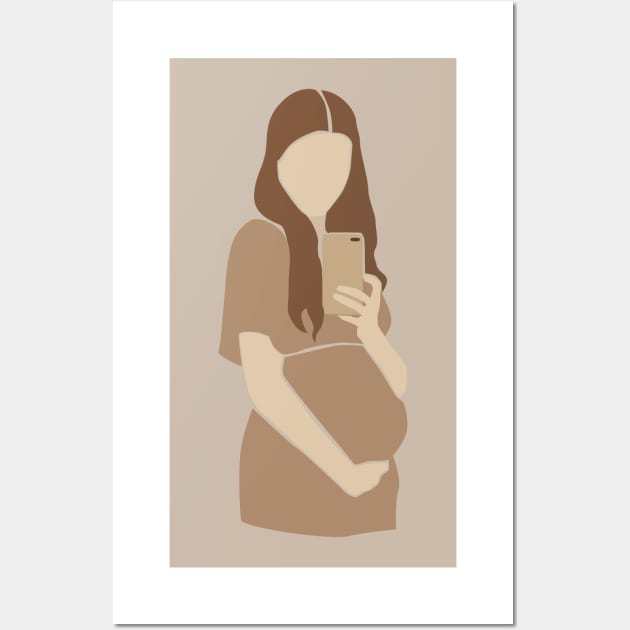 Abstract pregnant vector mother contemporary Illustration Wall Art by NJORDUR